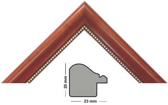 cadre bois Louis brun avec perlière bordure