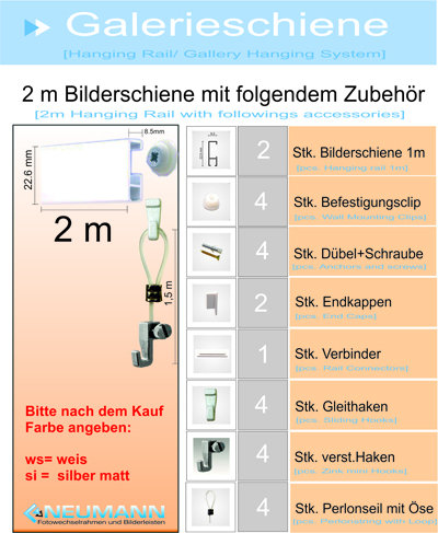 
Galerieschienen Komplettsett mit se 2m