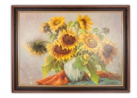 Sunflowers with wood frame